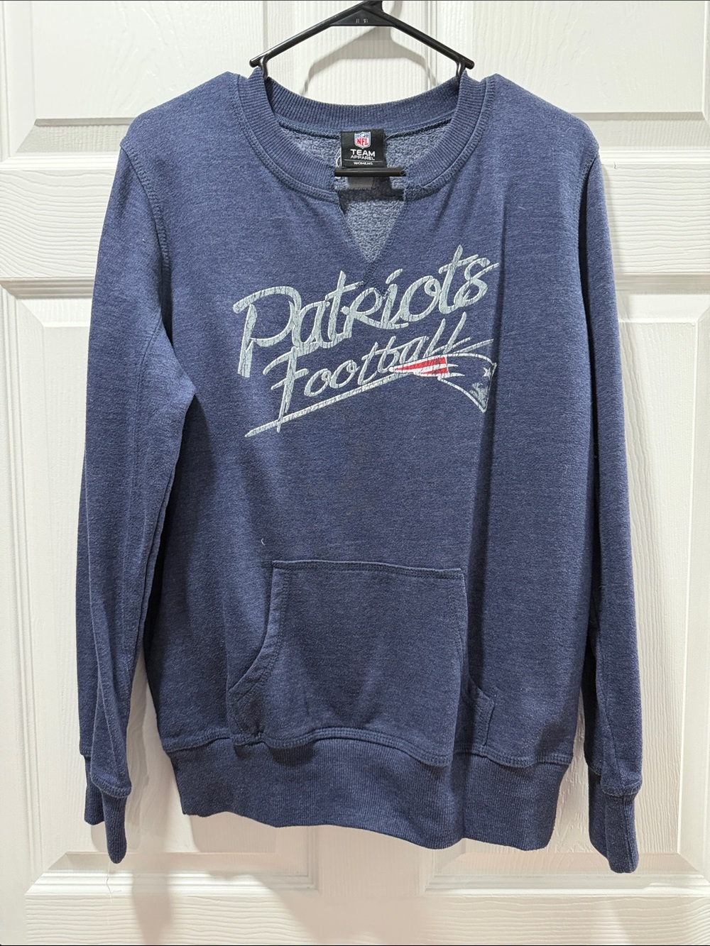 NFL Navy Blue Patriots Crewneck with Script Logo